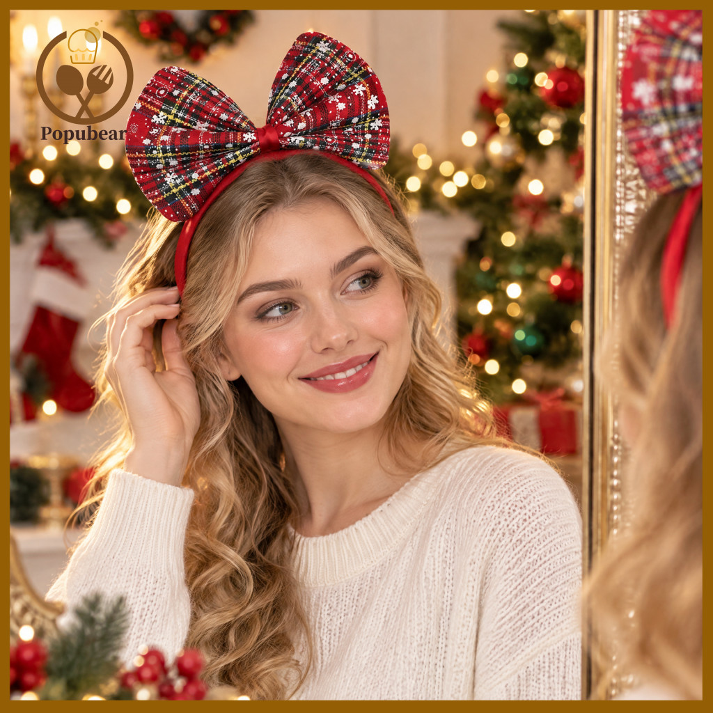Plaid Hair Bands Christmas Headband for Women Girls Bow for and Hoop Giant Bowknot Accessories Perfect for Holiday