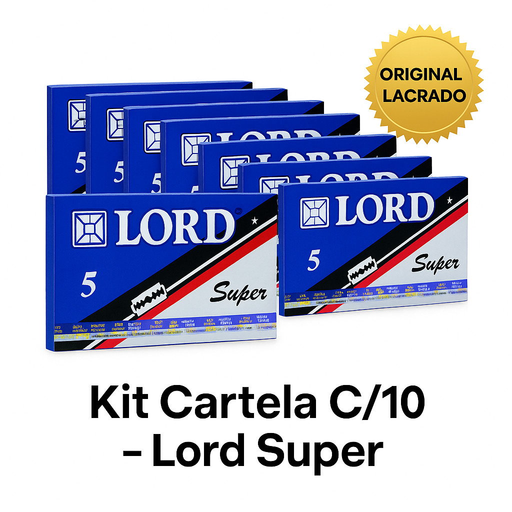 Lâmina Barbear p/Gillete Lord Cart Com 10 Original Caixa 50 unid