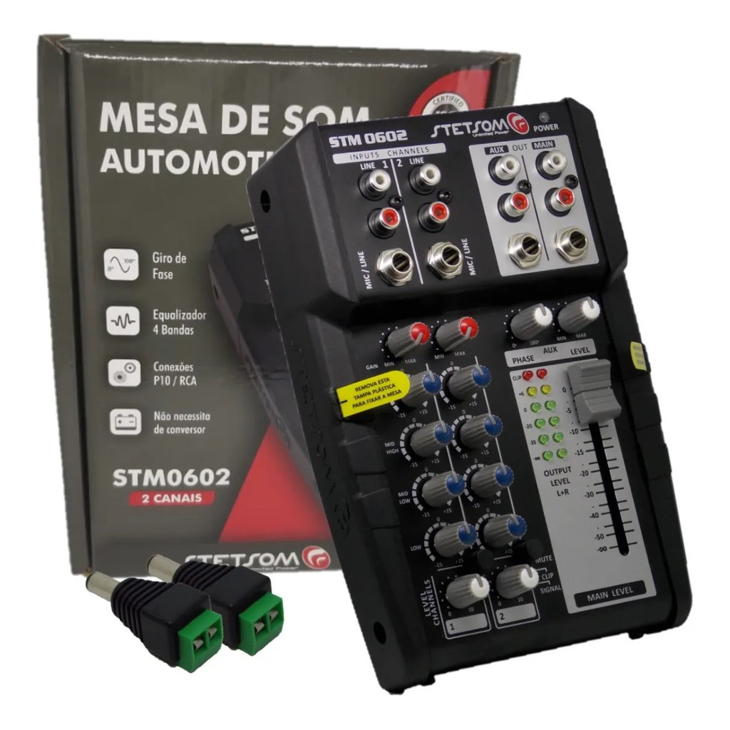 Mesa De Som Automotivo Stetsom 0602 Equalizador 2 Canais Mic 0602