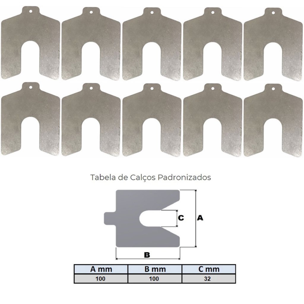 JOGO DE CALÇO CALIBRADO P/ AJUSTE AÇO INOX 100X100X32X1 MM C/ 10 PÇS - PRECISION BRAND