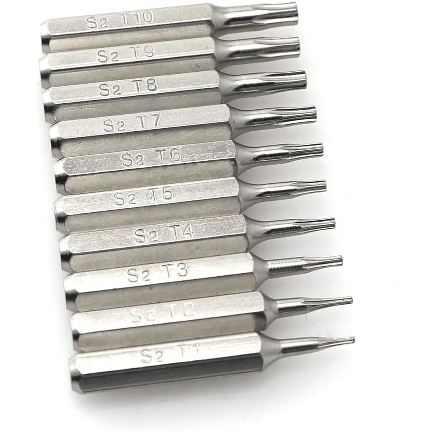 ZYAMY 10PCS Precision Screwdriver Bits (Plum Type) 28mm Long Torx T1 T2 T3 T4 T5 T6 T7 T8 T9 T10 Miniature Phillips Dril