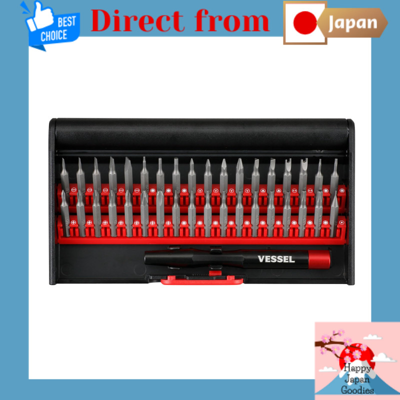 VESSEL Precision Interchangeable Screwdriver Bit Set, 36 Pieces — For Watches, Glasses, Cameras, Smartphones, Tablets, Game Consoles, Includes Pin Remover, Model 9836 [Direct from Japan]