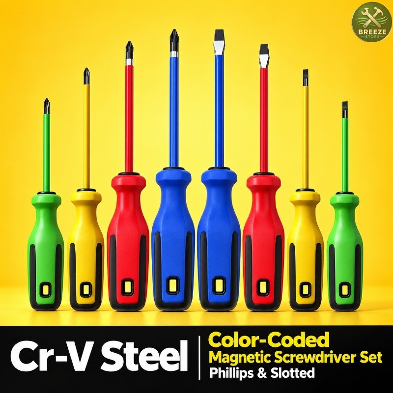Conjunto De Chave De Fenda Magnética Codificada Por Cores Phillips Slotted Cr-V Ferramenta De Reparo Manual De Aço