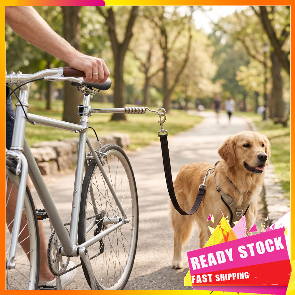 Hbhbhbhbb ZESTEFY Bike Dog Leash 125cm com absorção de choque em aço inoxidável