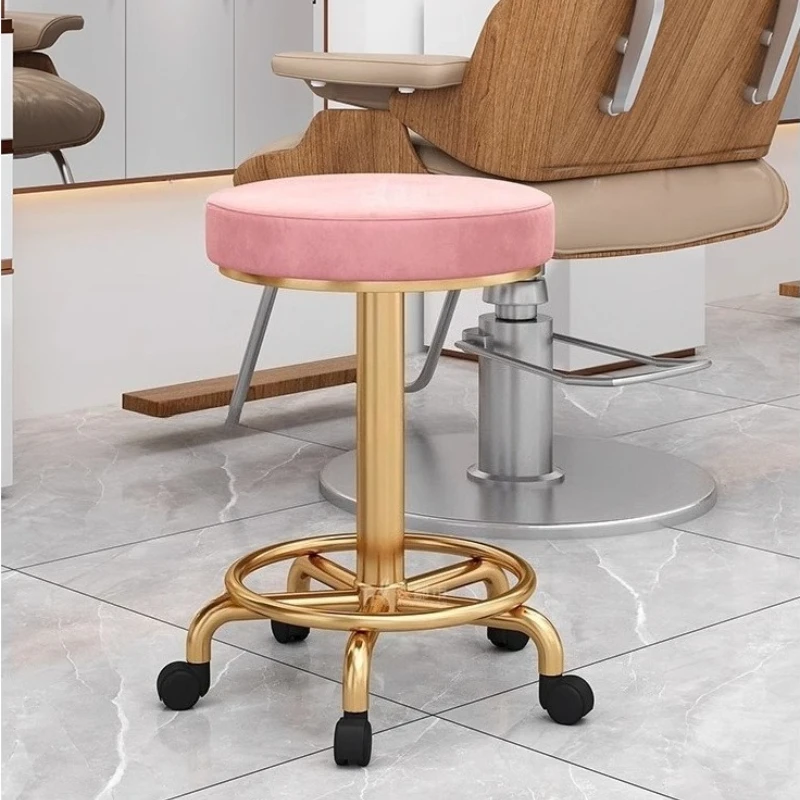 Modern Simple Beauty Stool Professional Swivel Barber Stool Adjustable Height Salon Seat with Wheels 360° Rotating Makeup Chair