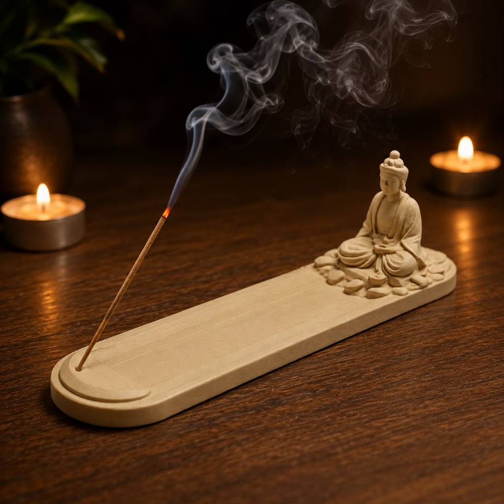 Porta Incenso Buda Zen Decorativo Minimalista Suporte Incenso Meditação Yoga Decoração Sala Quarto Relaxamento