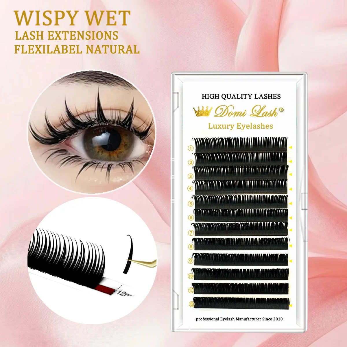 Domi Wet Look False Eyelashes Extensions Individual Lashes for Professional And Home Makeup Use Cosmetics  Artificial Soft Lash