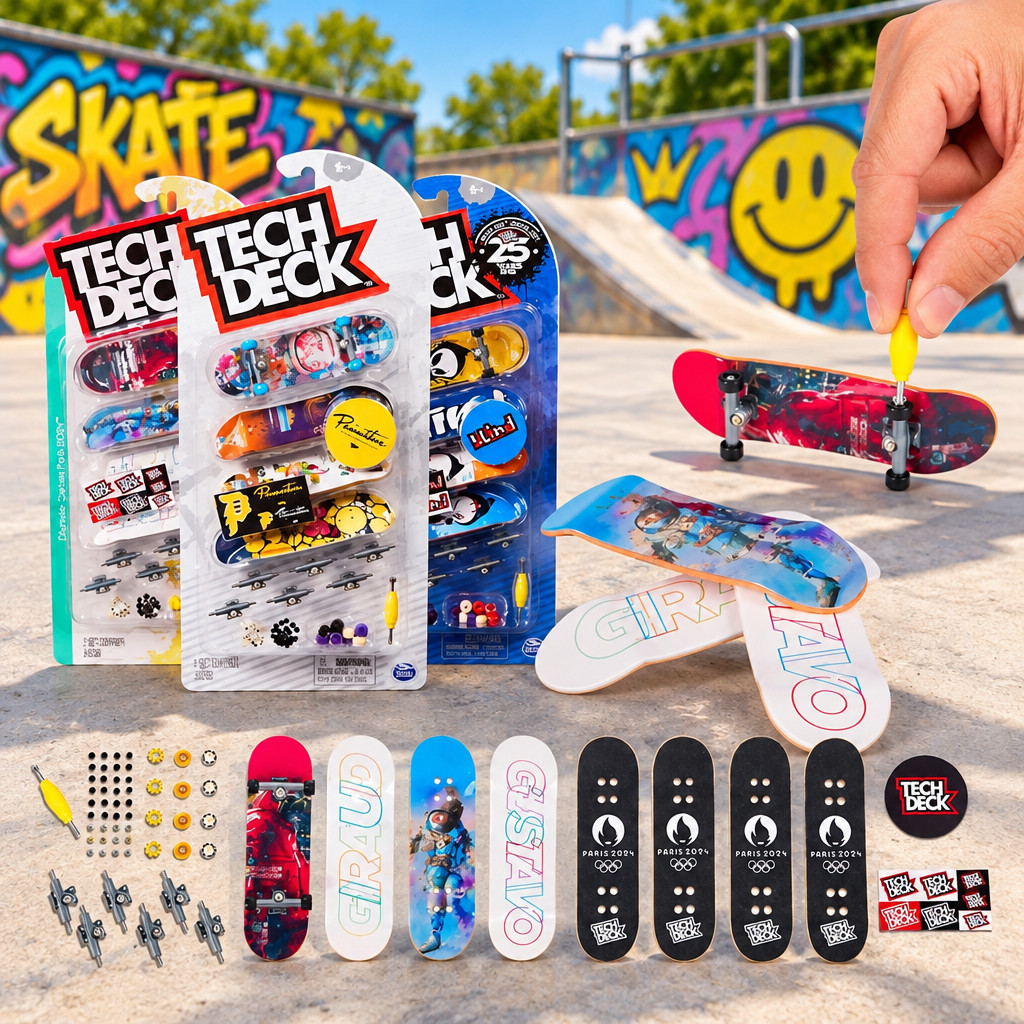 Kit 4 Skates de Dedo Ultra DLX Tech Deck Original e Acessórios Sortido Colecionador