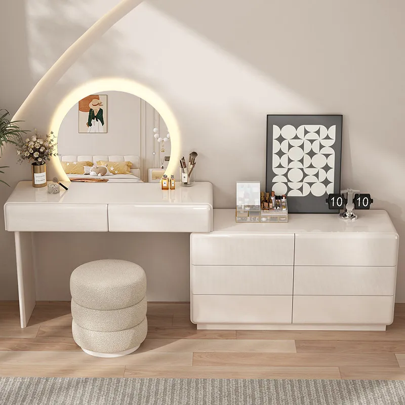 Save Space Creative Vanity Table Design Makeup Shelf Wood Storage Professional Dressing Table Girl Mesa De Maquillaje Home Decor