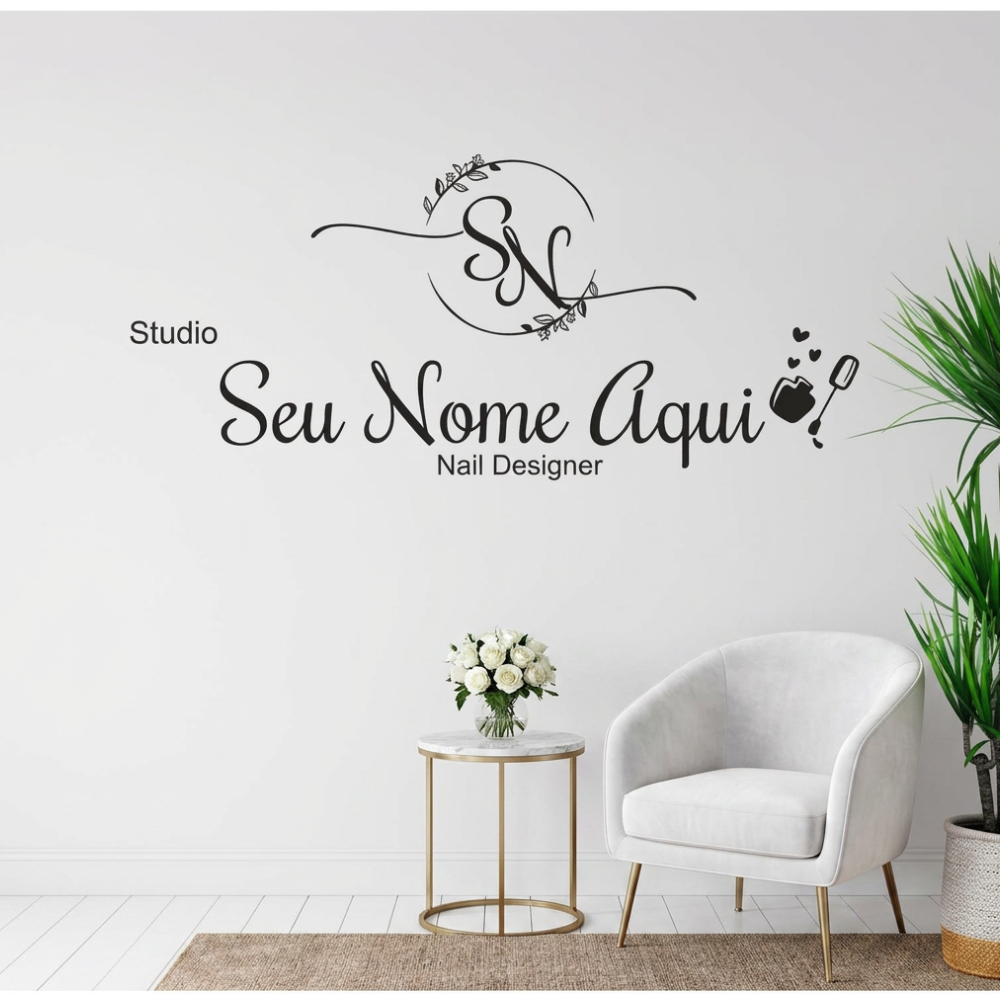 ADESIVO PARA ESTABELECIMENTOS COM NOME PERSONALIZADO SALÃO UNHAS CÍLIOS NAIL DESIGNER