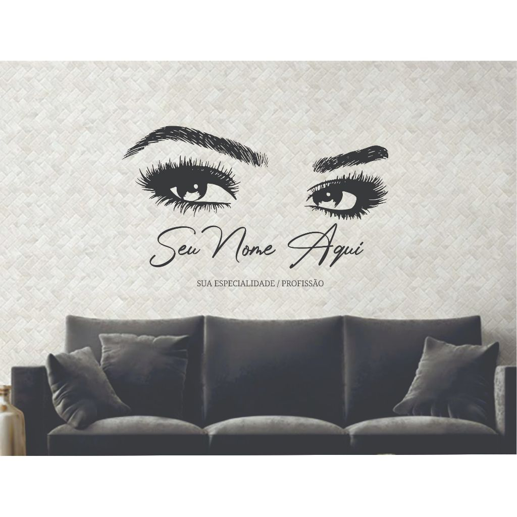 Adesivo Decorativo para Designer de Sobrancelhas - Personalizável - 1,30m x 47cm (Cor Preto)