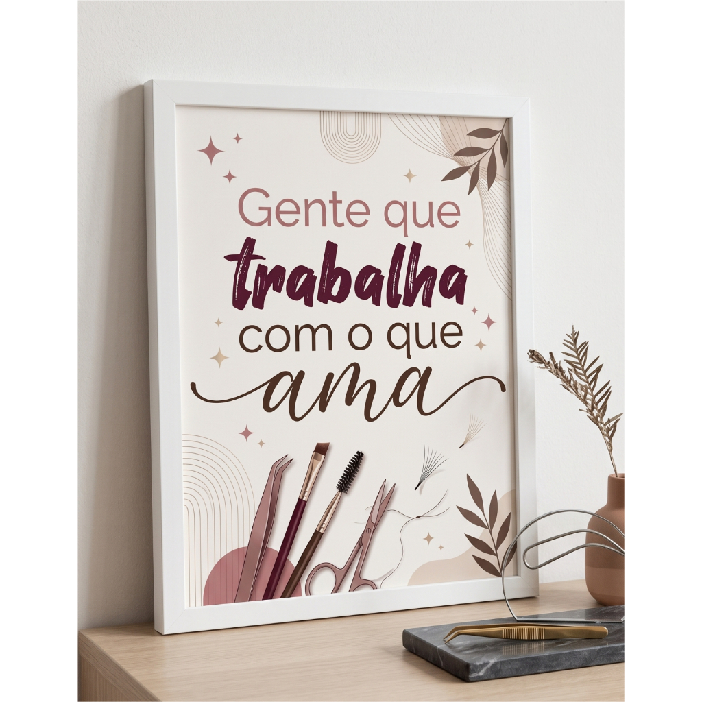 Quadro Decorativo Cílios Lash Designer Sobrancelhas Salão de Beleza Estética Decoração Moderna