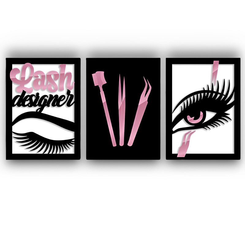 Kit Quadros Decorativos Lash Designer Extensão de Cílios