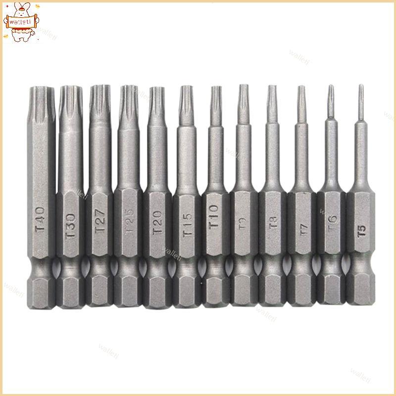 12Pcs Hex Shank T5-T40 Head Screw Driver Bits Set Ferramenta Chave Fenda Elétrica