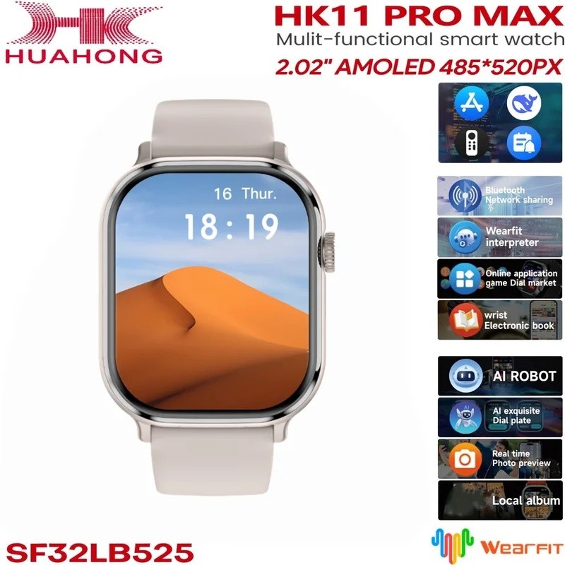Original HK11 Pro MAX SmartWatch AMOLED Bluetooth Chamada AI Robô Compartilhar Rede ChatGPT NFC Bússola GPS 3D Menu Músi