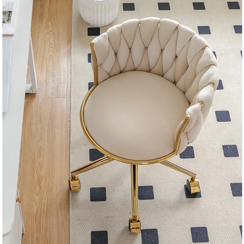 Luxury Makeup Chair with Velvet Upholstery Ergonomic Dressing Table Stool for Home Beauty Studio Professional Nail Salon Seat