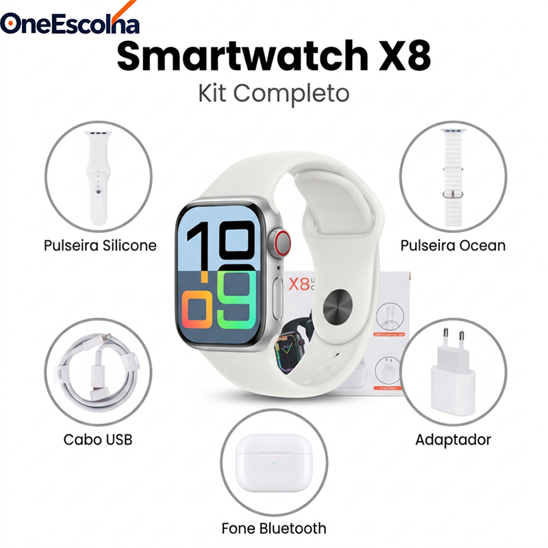 Relógio Inteligente Bluetooth X8 PRO MAX Kit com Fone de Ouvido Sem Fio Tela Ultra HD de 1,9 Polegadas Envio de SãoPaulo