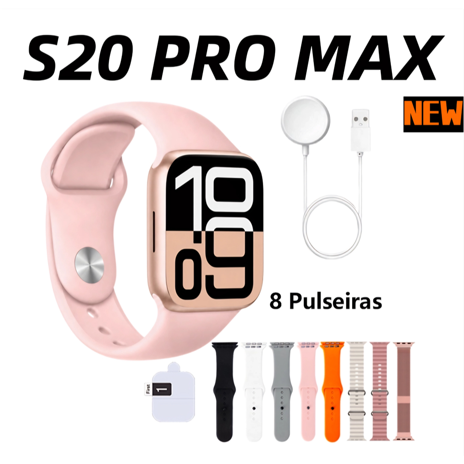Relógio Inteligente Bluetooth S20 PRO MAX Múltiplos Modos Esportivos Monitor de Oxigênio no Sangue Envio de São Paulo
