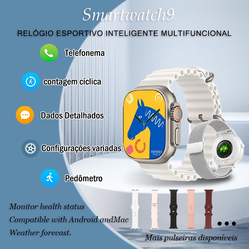 Relógio Original Watch 10 PRO MAX Smartwatch Masculino Bluetooth Chamadas e Monitoramento de Temperatura Corporal
