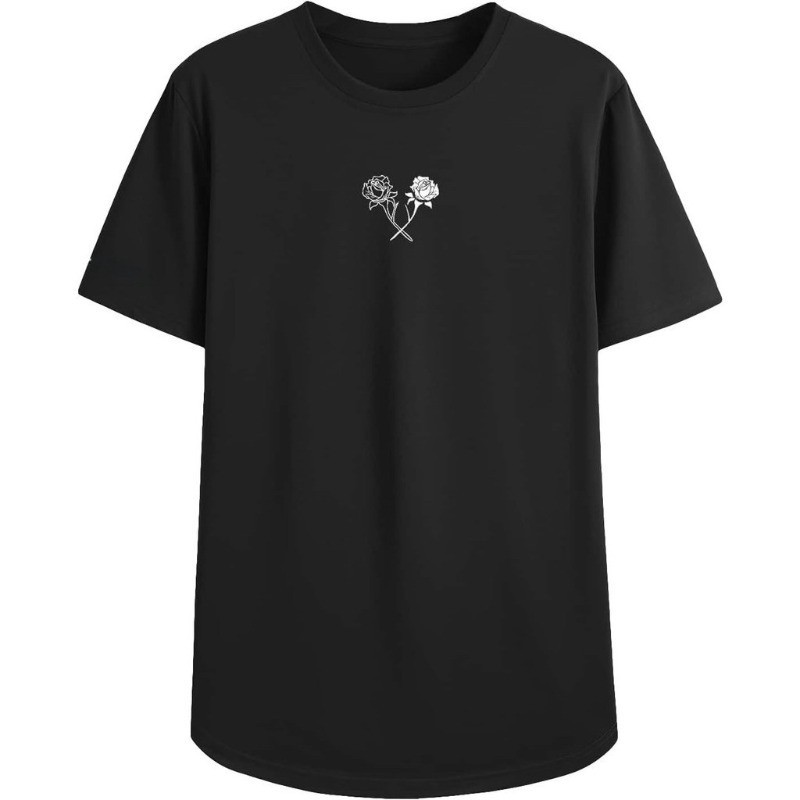 Camisetas masculinas com estampa floral vintage, manga curta, gola redonda, camisetas casuais da moda em algodão