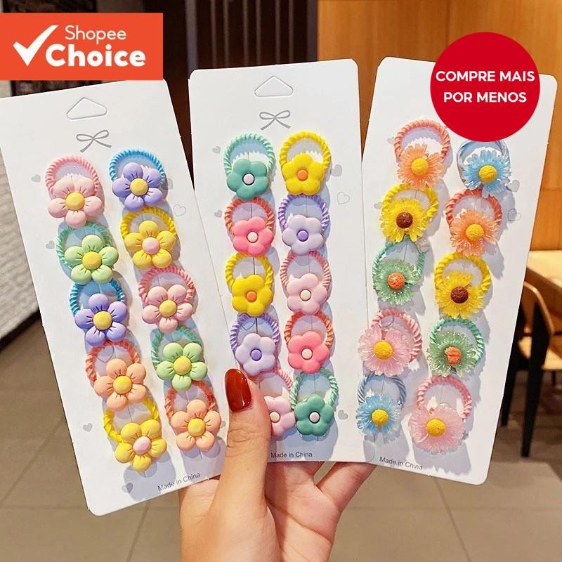Conjunto De Elásticos De Cabelo Da Moda Com 10 Peças – Suportes De Rabo De Cavalo Florais Fofos , Sem Emaranhado Para Mu