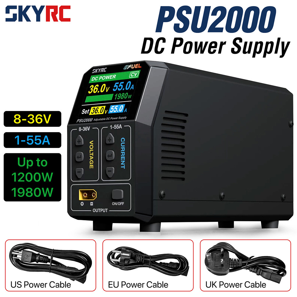 SKYRC Adjustable DC Power Supply PSU2000 eFUEL 8–36V 55A XT90 High Power