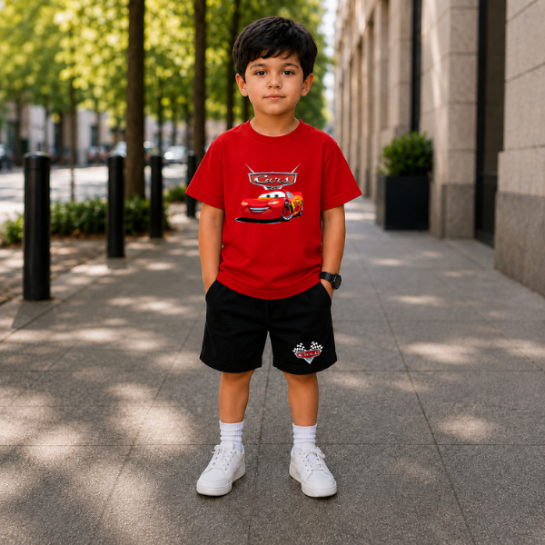 Conjunto Infantil Relâmpago Mcqueen Camiseta + Bermuda Cars
