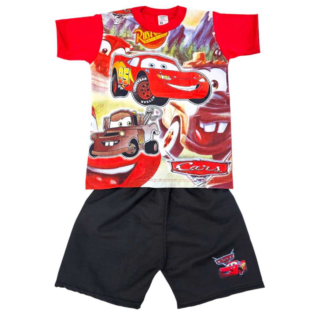 Conjunto Casual Festa Camisa Manga Curta 100% Algodão + Short Tactel Menino Infantil Car