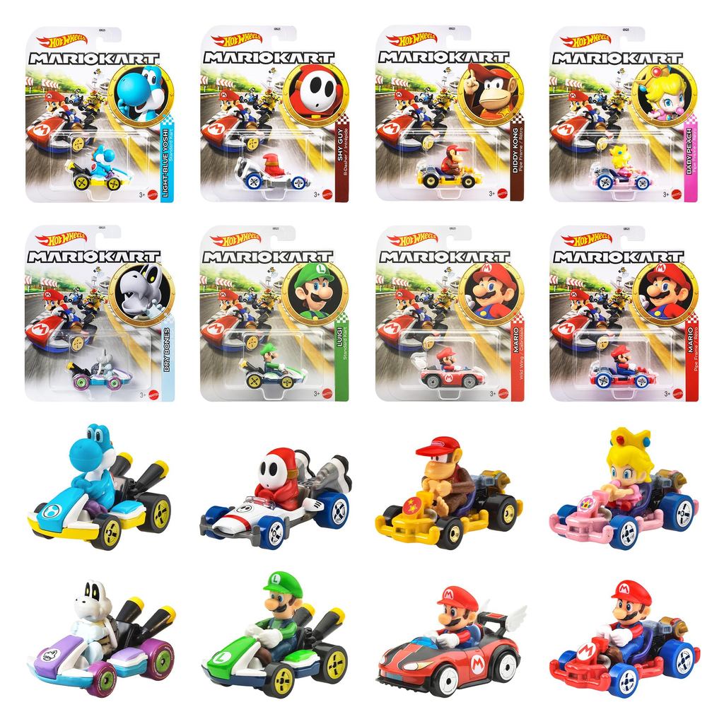 Hot Wheels Mario Kart Assorted Vehicle Toy Mini Cars Box Set of 8 For Ages 3 and Up Multicolor GBG25-988E
