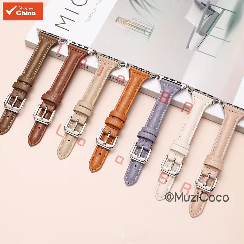 Pulseira de couro fina para iWatch Series 10 S9 8 7 6 5 4 3 2 1 ultra1 2 49MM SE 40mm/44mm 41mm 45mm 46mm 42mm 7NSO