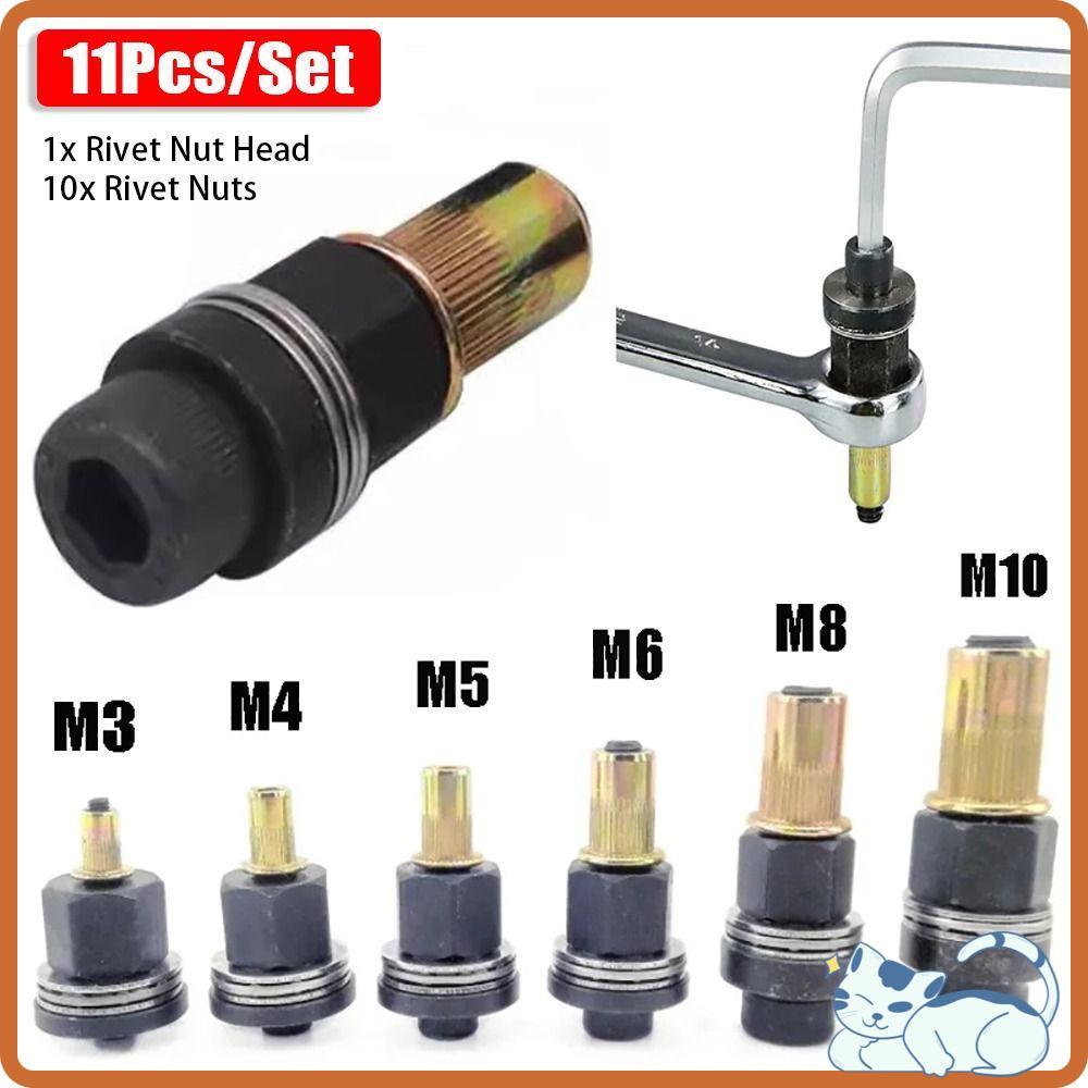 11 Pçs/Set Porca Rebite Manual , Mandril Grampo M3 M4 M5 M6 M8 M10 Ferramenta Rebitador Adaptador De Rebitagem Elétrica