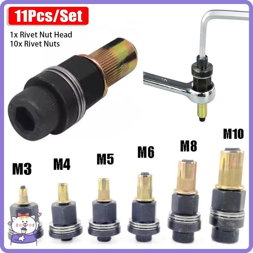 11 Pçs/Set Mão Porca Rebite , Fácil Instalação Para Tocha Manual Rebitador Ferramenta , M3 M4 M5 M6 M8 M10