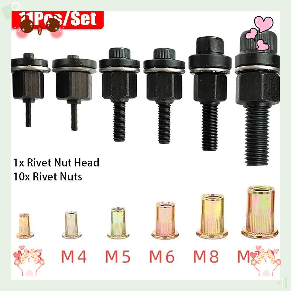 11 Pçs/Set Mão Porca Rebite , Para Tocha Fácil Instalação Manual Rebitador Ferramenta , M3 M4 M5 M6 M8 M10