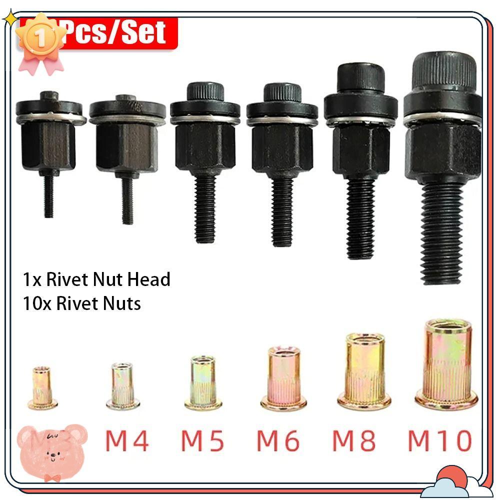 11 Pçs/Set Ferramenta Rebitador Manual , Mandril Grampo Fácil Instalação Porca Rebite Mão , M3 M4 M5 M6 M8 M10