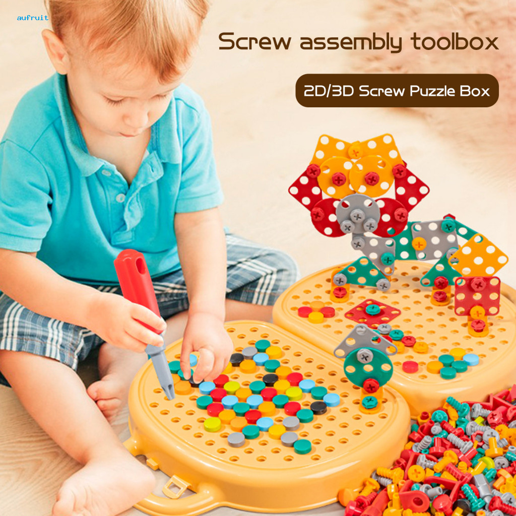 Construction Engineering Toys Hands-on Play Montessori Kids Educational Drill Toy Set – Toddler Diy Toolbox with Screw