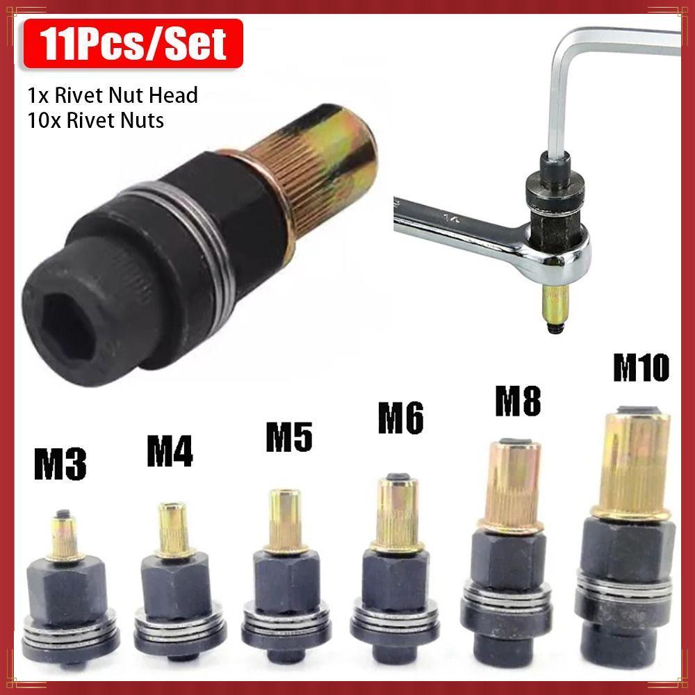 11 Pçs/Set Ferramenta Rebitador Manual , Fácil Instalação Para Porca Rebite Tocha Mão , Mandril Grampo