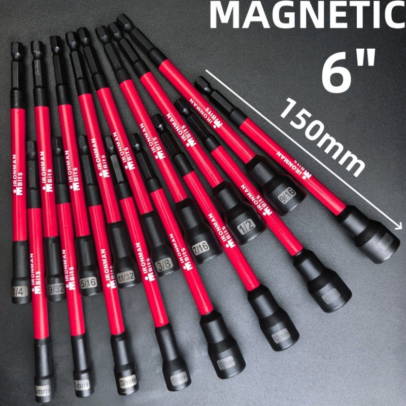 6 Polegada 150mm Preto Resistente Ao Impacto Conjunto De Soquete Magnético Métrico & Imperial Hex Porca Driver Para Broc