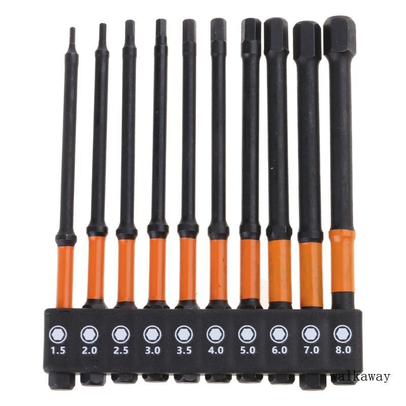 Wal 10 Pçs 1 4 Chaves De Cabeça Sextavada Broca Impactos Driver Bit Conjunto Ponta Magnética Chave De Fenda Hex
