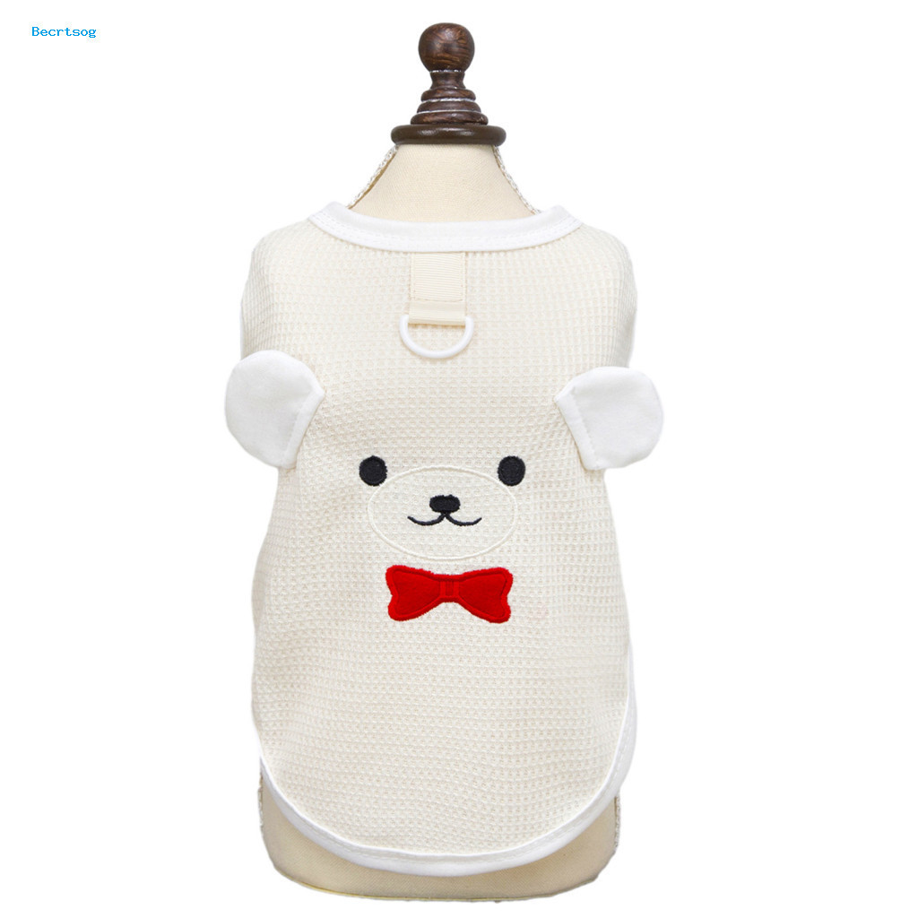 Waffle Fabric Dog Vest Pet Harness for Small Dogs with Traction Ring D-ring Soft Skin-friendly Cute Contrast Color Desig