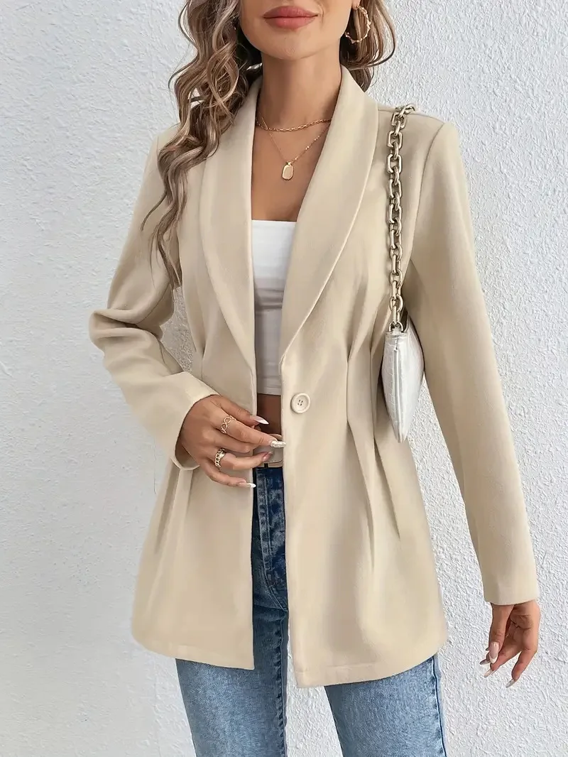 Elegant Women's Slim Fit Woolen Suit Jacket Fashionable Commuting Clothing Professional Business Lady's Outerwear