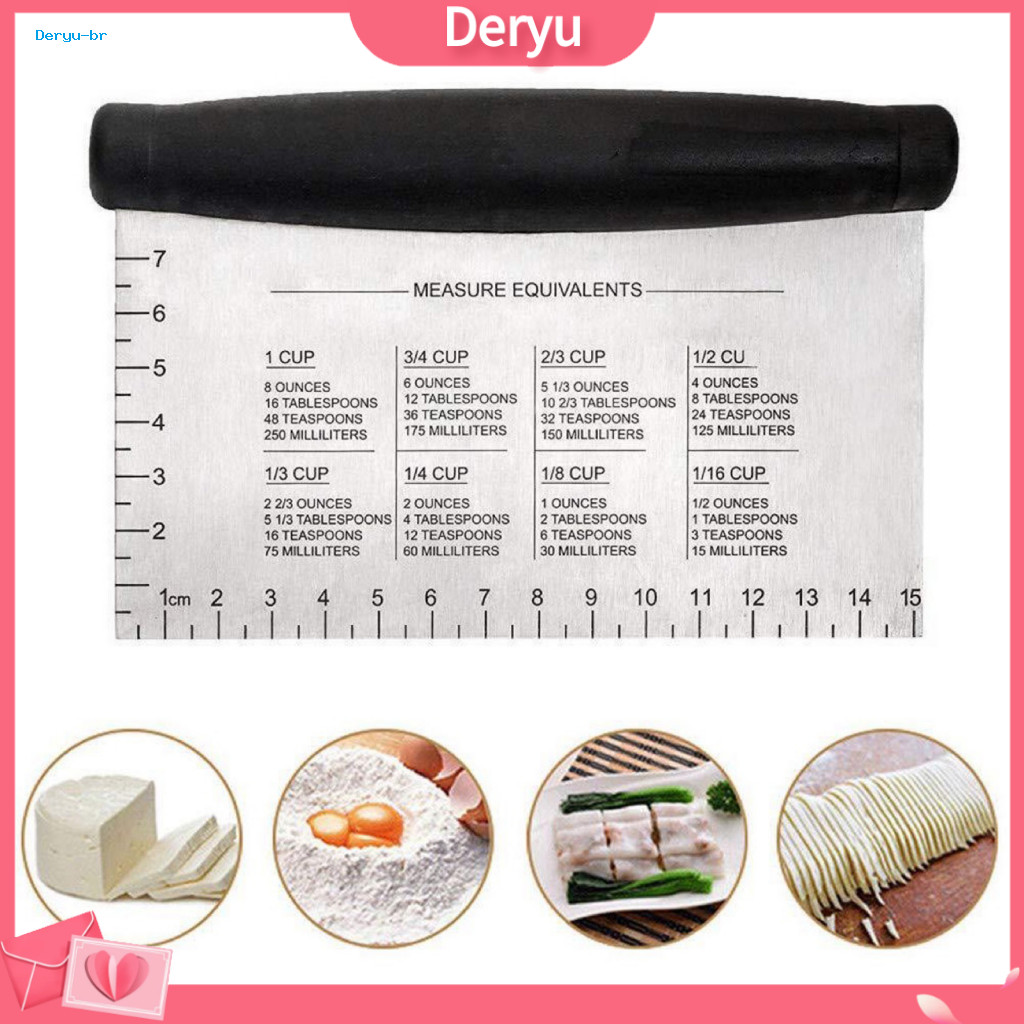 Pastry Scraper Arthritic Hands 1 or 2 Pcs Stainless Steel Cutter with Non-slip Handle Ergonomic Design Engraved Measurem