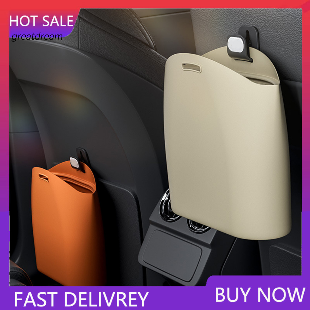 Space-saving Car Trash Bag Garbage Foldable Silicone Organizer Waterproof Leakproof Bin for Vehicle Door Seat Back Stora