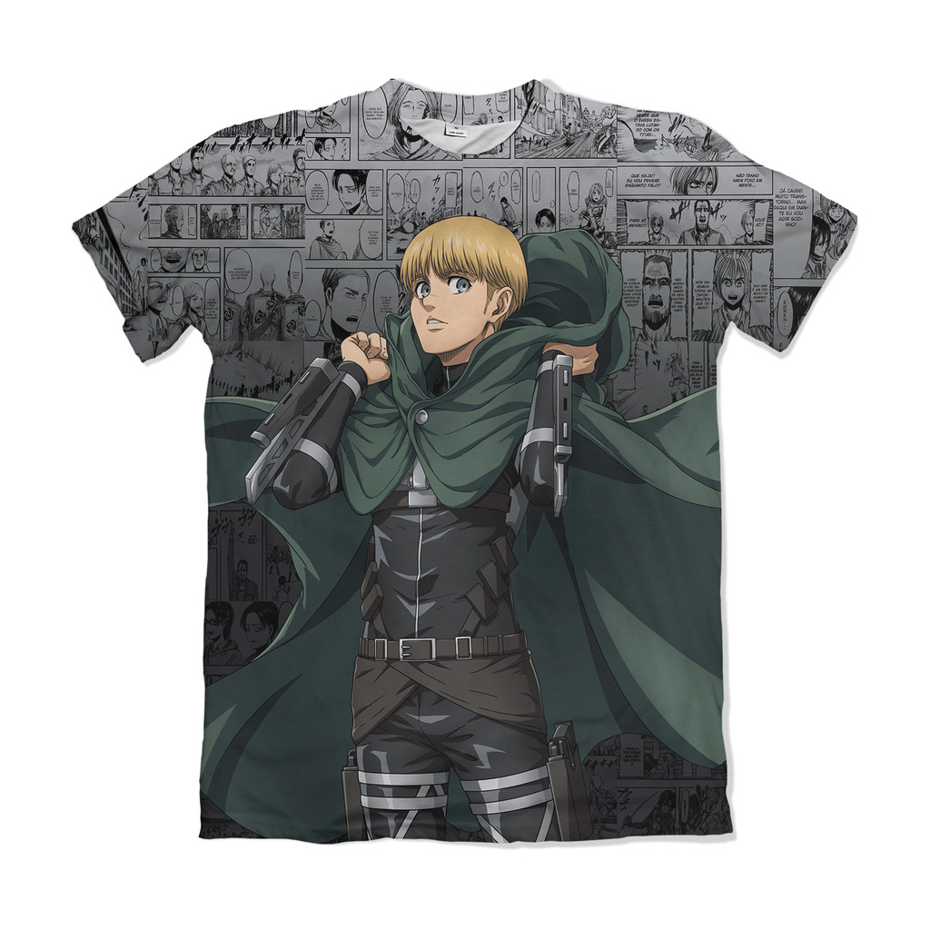 Camiseta Attack on Titan Shingeki no Kyojin Armin Arlett Prata Anime Dry Fit Masculina Feminina Unissex