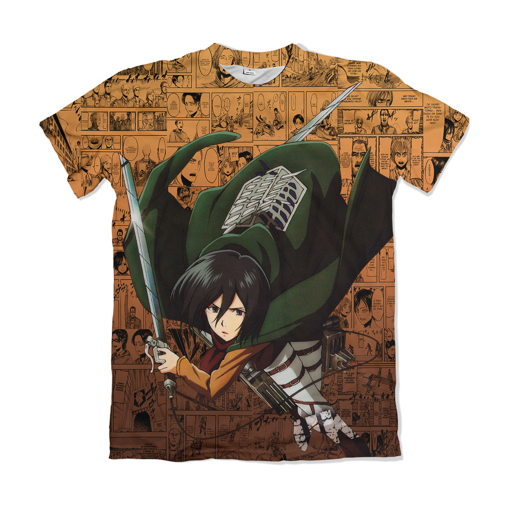 Camiseta Attack on Titan Shingeki no Kyojin Mikasa Ackerman 2 Amarelo Anime Dry Fit Masculina Feminina Unissex