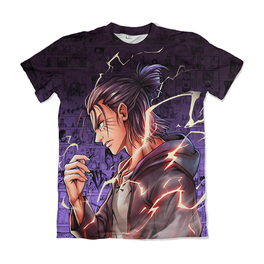 Camiseta Attack on Titan Shingeki no Kyojin Eren Yeager Roxo Anime Dry Fit Masculina Feminina Unissex