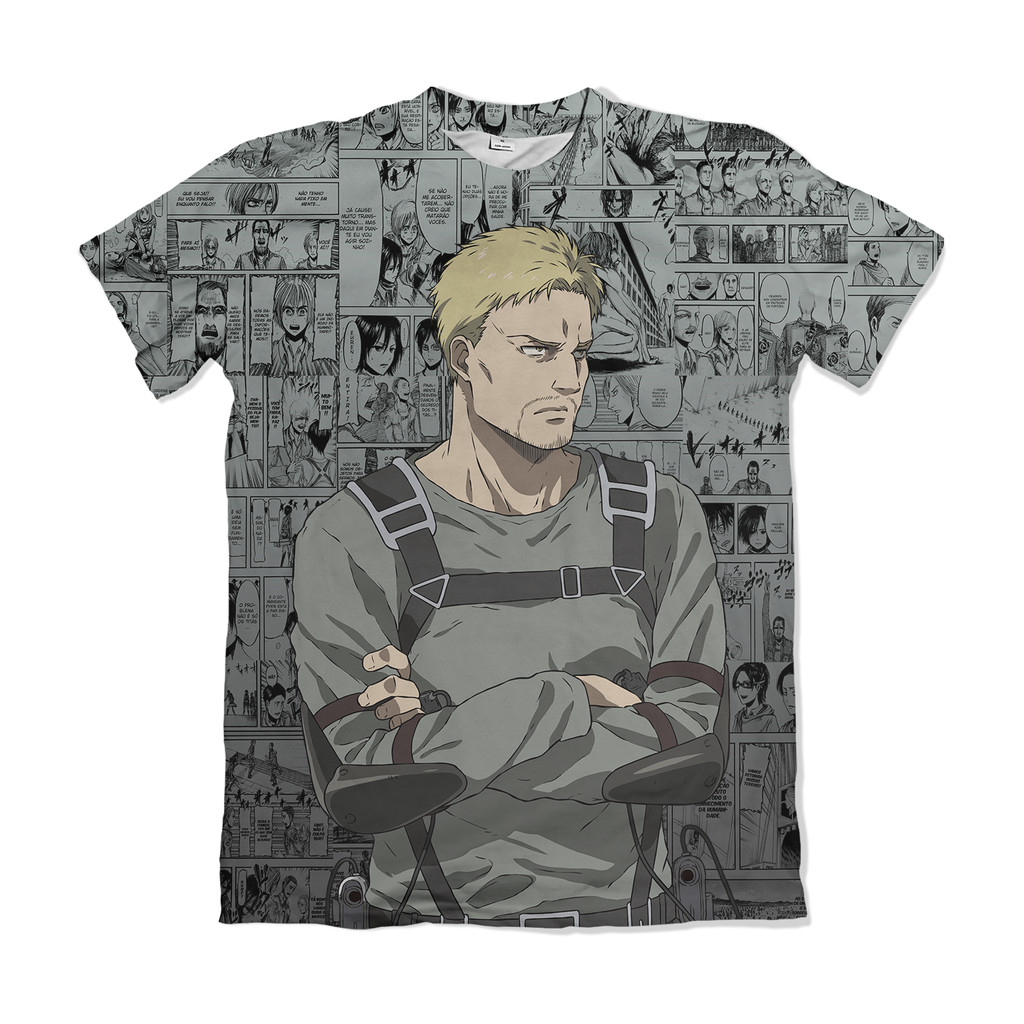 Camiseta Attack on Titan Shingeki no Kyojin Reiner Prata Anime Dry Fit Masculina Feminina Unissex