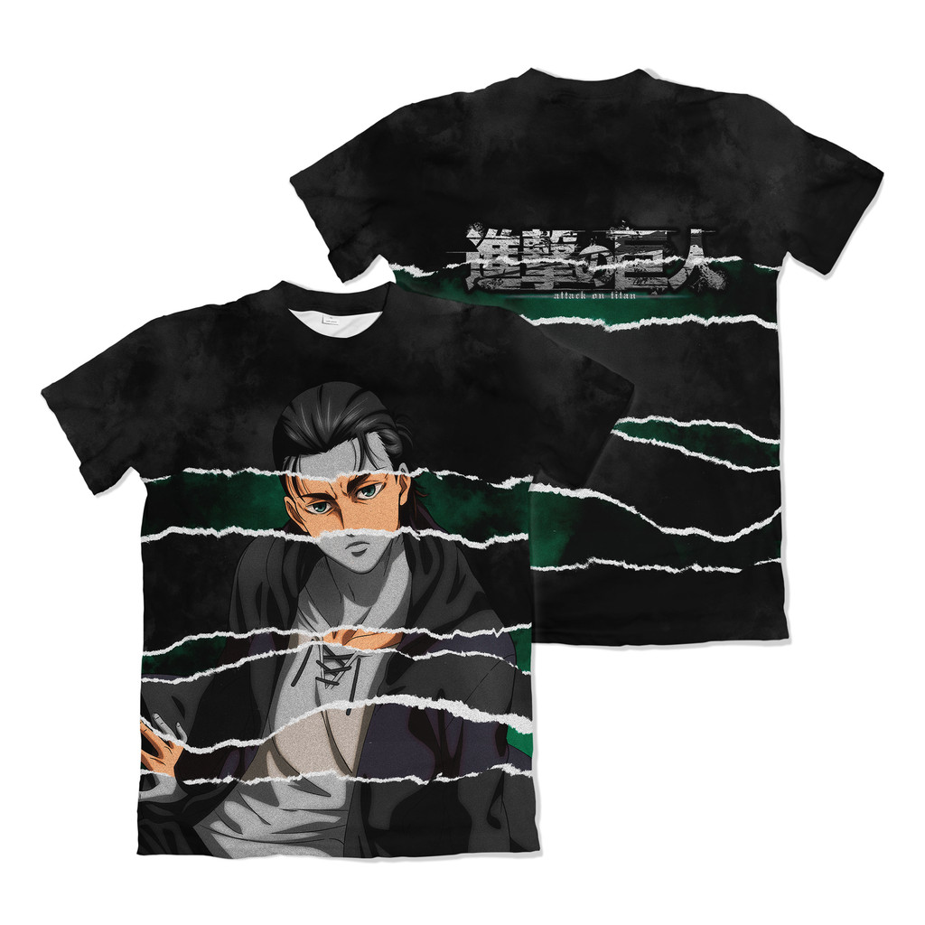 Camiseta Attack on Titan Shingeki no Kyojin Eren Efeito Rasgado Anime Dry Fit Masculina Feminina Unissex