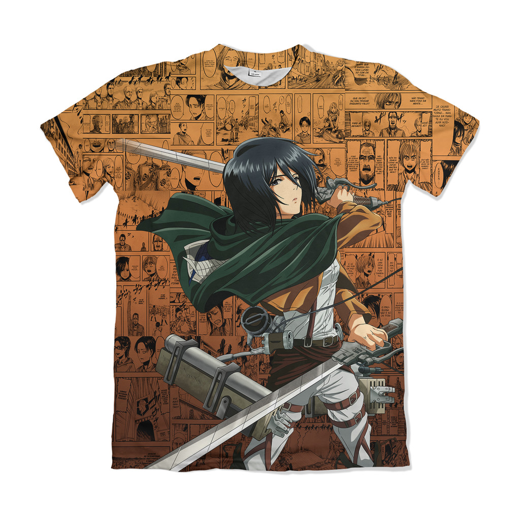 Camiseta Attack on Titan Shingeki no Kyojin Mikasa Ackerman Amarelo Anime Dry Fit Masculina Feminina Unissex