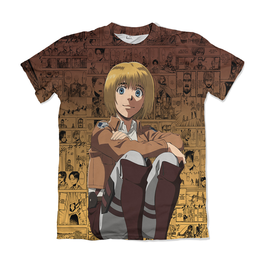 Camiseta Attack on Titan Shingeki no Kyojin Armin Arlett Amarelo Anime Dry Fit Masculina Feminina Unissex