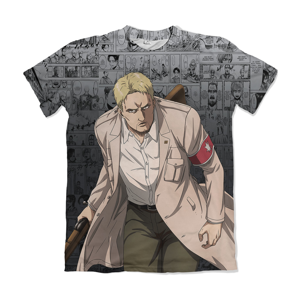Camiseta Attack on Titan Shingeki no Kyojin Reiner 2 Prata Anime Dry Fit Masculina Feminina Unissex